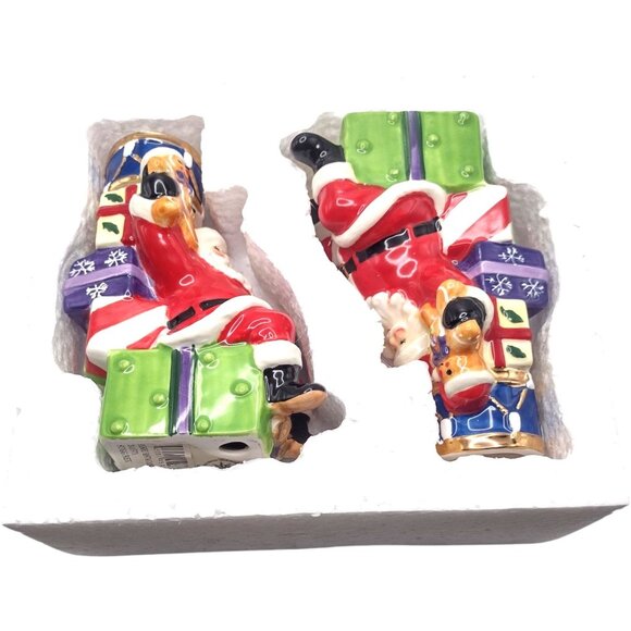 Christopher Radko Splendid Santa Candle Holders Hand-Painted 5" Ceramic 2013 - Picture 7 of 9